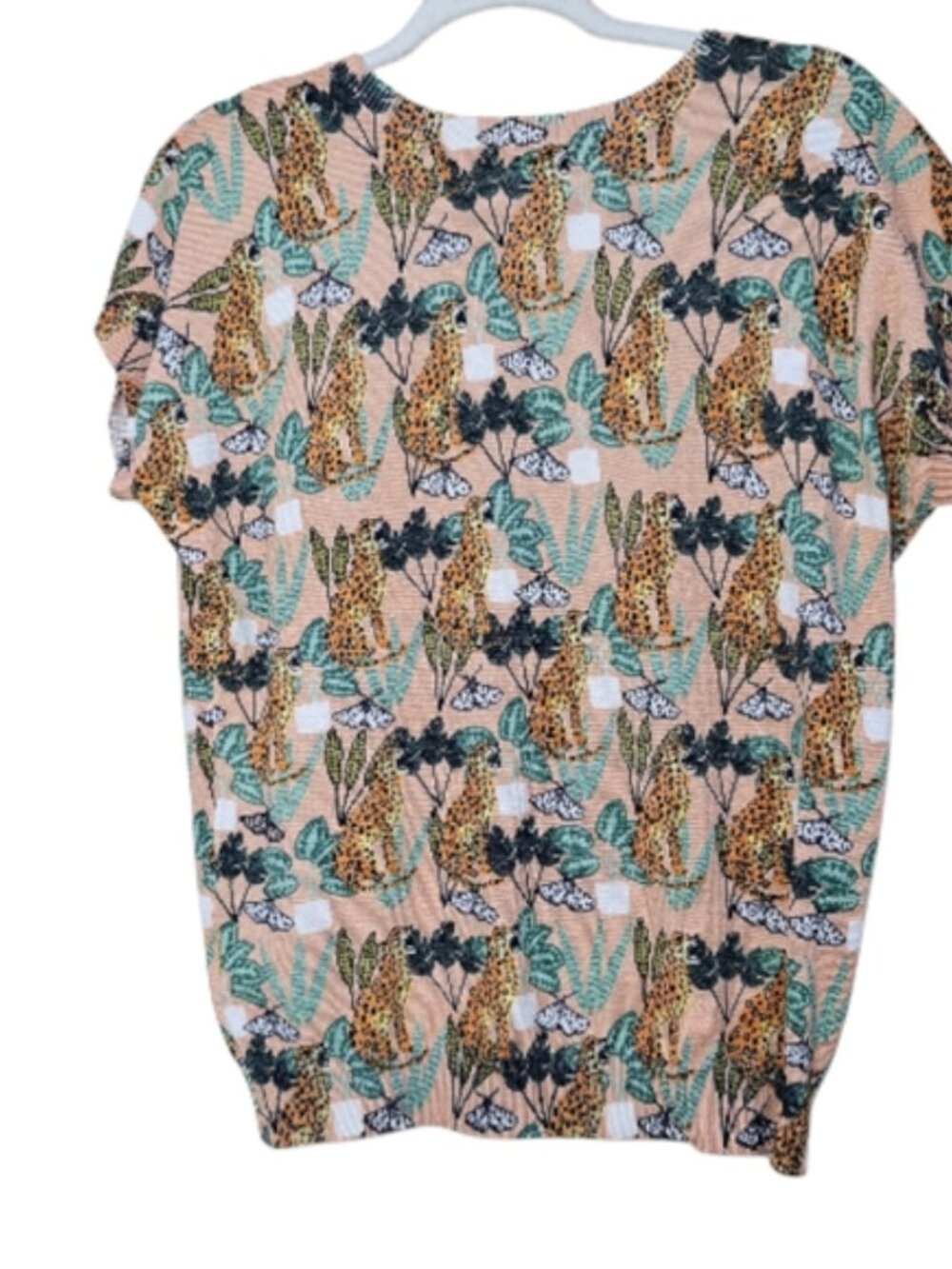 Pepaloves Anthropologie Jungle Cat Sweater Tee Tropical Boho Womens Small - Picture 12 of 12